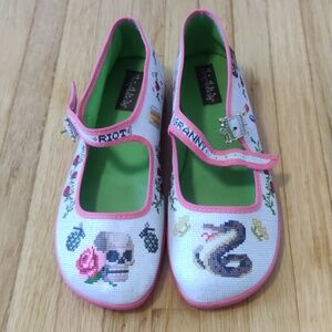 Chocolaticas Granny Riot Cross-Stitch Mary Jane Flats